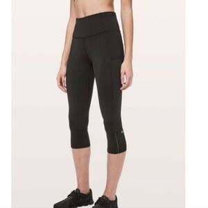 Lululemon Fast Free Crop II *Nulux 19" Athletic Cropped Leggings sz 4 Reflective